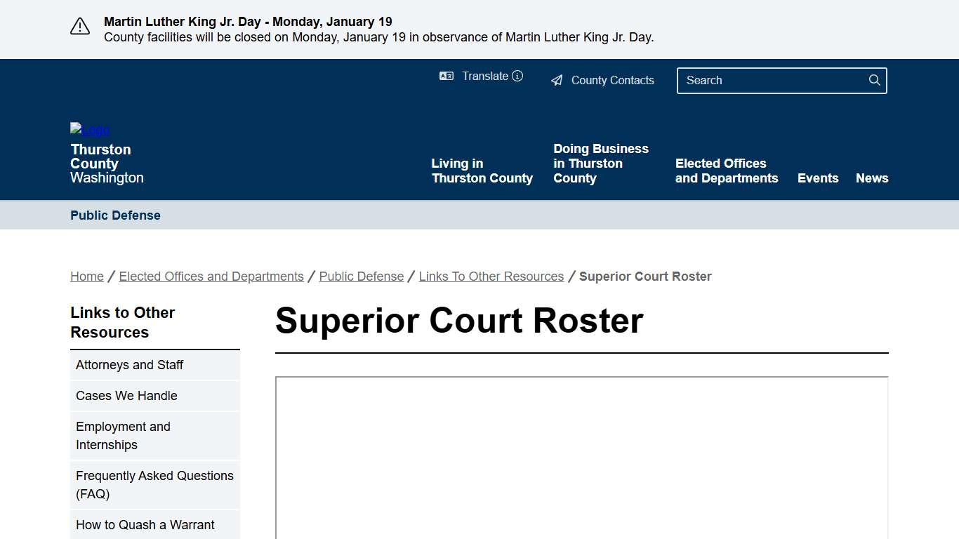Superior Court Roster | Thurston County